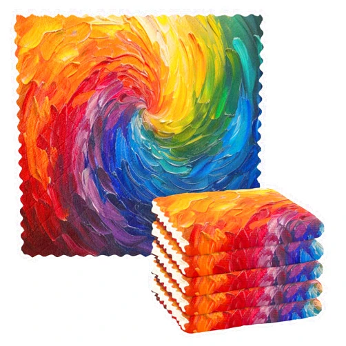 Haskirky 6 Pack Rainbow Colors Swirling Kitchen Dish Cloths Dish Towels,Highly Absorbent Quick Dry Polyester Kitchen Towels Reusable Cleaning Cloth,11 x 11 Inch