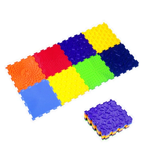 AUMAYCO Sensory Mats for Autistic Children 8PCS, Fun Rainbow Set of Sensory Mat Assorted Pattern Sensory Play Mats for Floor, Foot Massage Mats, Game Mats, Orthopedic Floor Mats, Rainbow Colors