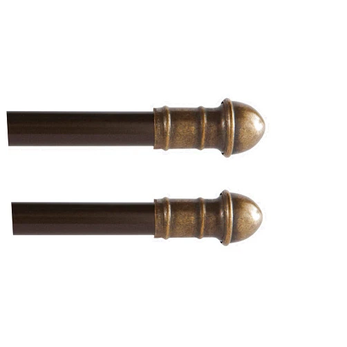 Interior Living 16-28 in. Adjustable Petite Café Curtain Rod, 2-Pack, 7/16 in. Diameter, Bronze