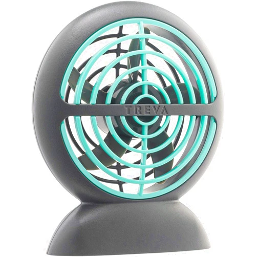 Treva Rechargeable Battery Small Fan - 3.5 Inch Blade USB Charging Port Fan - 3 Speed Circular Cooling Design - Portable Handheld or Personal Desktop Size - Travel Ready (Mint, 1)