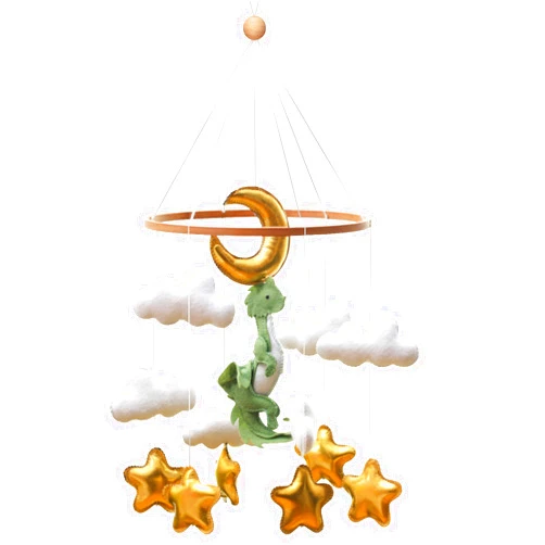 Wenqik Baby Crib Mobile for Nursery Green Leaf Dragon Mobile Crib Forest Green Forest Baby Shower Gift for Boys and Girls(Dragon)