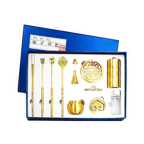Gumiao 11pcs/Set Brass Incense Making Kit, DIY Backflow Tower Incense Cone Molds Censer Tool, Home Fragrance Accessory for Yoga Meditation