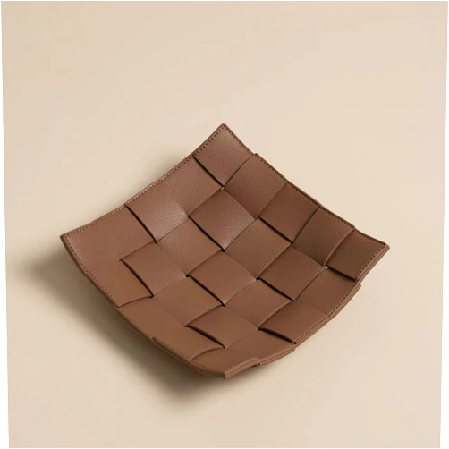 OLETHA Aesthetic Decorative Tray, Woven Catch-All Bowl, Nightstand Entryway Dining & Coffee Table Centerpiece Decor, Tan