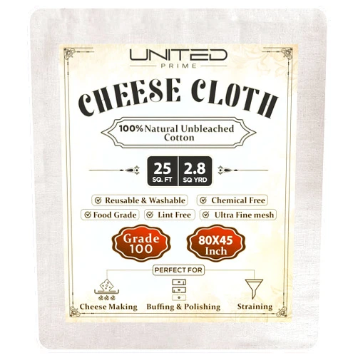 UNITEDPRIME Cheese Cloths 100 Grade, 80X45 Inches- 24 Sq Feet Pure Cotton- 2.8 Sq Yard Reusable Fine Mesh Hemmed 2 Edges Muslin Cloth, Cheesecloth For Straining Cooking, Baking, Cheese Making, Sprouting, Steaming
