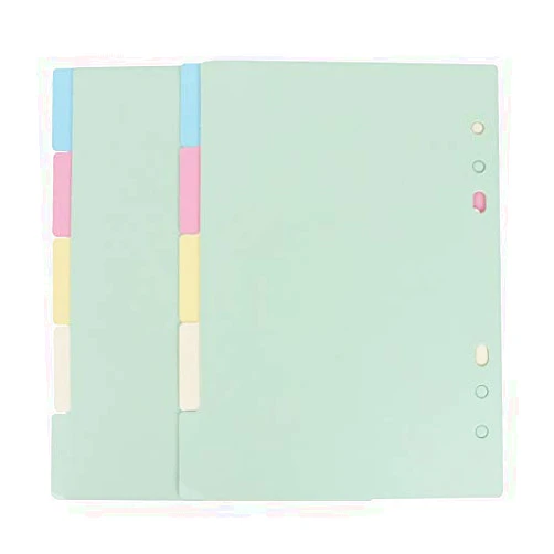 NUOBESTY 2 Sets 5 Colors Tab Dividers A5 Index Classified Labels 6-Holes Colorful Filler Project Sorter Pages for Ring Binders Planner Notebook (A5)