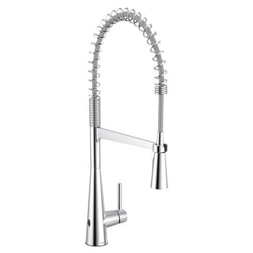 Moen Sleek Chrome One-Handle Touchless High Arc Pulldown Kitchen Faucet, Modern Spring Kitchen Sink Faucet with Pulldown Sprayer Head and Wave Motion Sensor, 5925EWC
