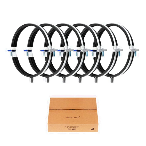 neverest® RS 6 Inch Pipe Hangers and Supports 6 Pcs with Rubber Seal Steel Stove Pipe Holder Combination Thread M8/10 Metal Round Pipe Clamps