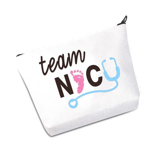 JXGZSO Nurse Midwife Gift NICU Nurse Makeup Bag Team NICU Nurses Cosmetic Bag Preemie Nurse Gift (TEAM NICU B)