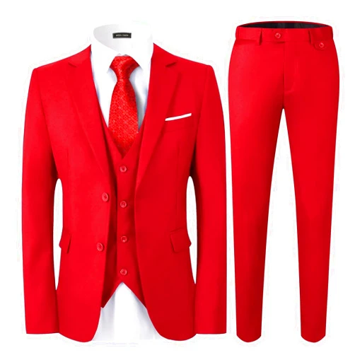 WEEN CHARM Men's Suits Slim Fit,3 Piece Suit for Men,2 Button Blazer Jacket Vest Pants with Tie,Men Tuxedo Suit Set