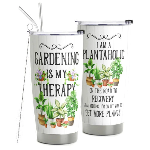 HOMISBES Gardening Gifts for Women, Funny Gardener Gifts Travel Mug, Plant Lady Tumblers 20oz