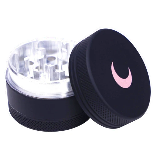 Brando Moon 1.5 inch Black with Pink Moon Kitchen Crusher - 3 Piece Small Metal Manual Crusher (Upgraded Version)