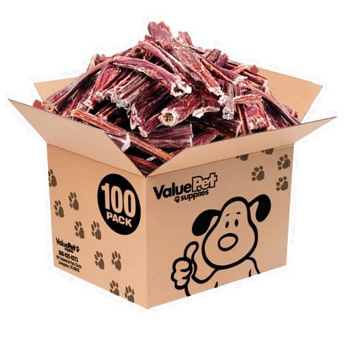 ValueBull Beef Gullet Sticks for Dogs, 100 Count Bulk Pack - Premium Dog Chews, Dog Joint Health Glucosamine Jerky, Puppy Teething Treat, Beef Esophagus Dog Treats, Chondroitin Joint Support