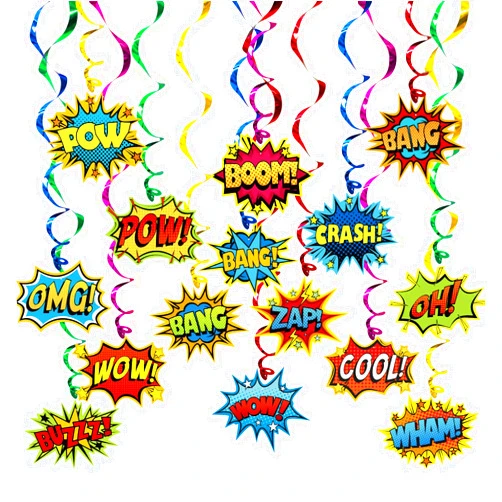 Sunny seat Superhero Party Supplies Decorations 30 Pack Foil Ceiling Hanging Swirls Streams Party Banner Decor for Kids Adults Fashion Hero Birthday Celebrating Party Events Baby Shower Room Wall Decor 30 Counts