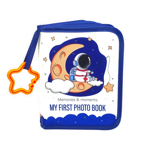 Mewise Baby's First Photo Book, First Year Baby Memory Book,Personalized Fabric Photo Album,Family Photo Album,My First Baby Photo Album 4x6 (Astronaut)