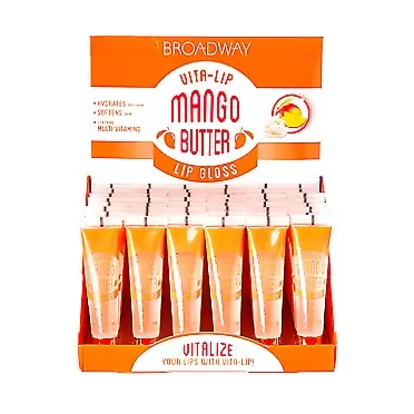 KISS Broadway Vita-Lip Clear Lip Gloss Box Display Set (Mango Butter)