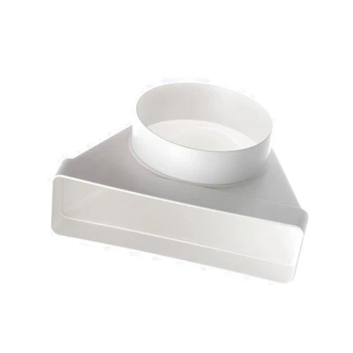 Europlast 8.7x2.2 inch - 5 inch Flat Rectangular to Round Ducting Adapter - 90° Duct Connector