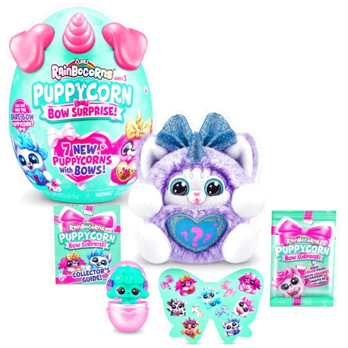 Rainbocorns Puppycorn Surprise Series 3 (Husky) by ZURU, Collectible Plush Stuffed Animal, Surprise Egg, Sticker Pack, Slime, Dog Plush, Ages 3+ for Girls, Children Series 3 Husky