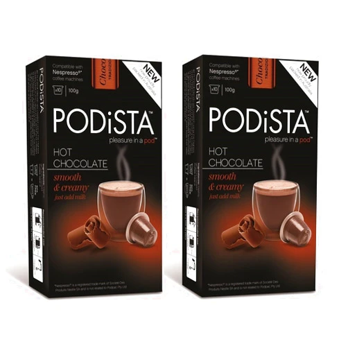 Podista Nespresso Original Line Compatible Capsules Hot Chocolate Hot Cocoa Pods - Smooth & Creamy - 20 Pod Package