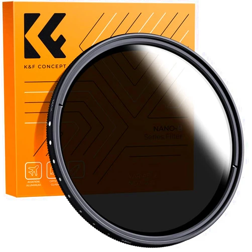 K&F Concept 62mm Variable ND2-ND400 ND Lens Filter (1-9 Stops) for Camera Lens, Adjustable Neutral Density Filter with Microfiber Cleaning Cloth (B-Series)