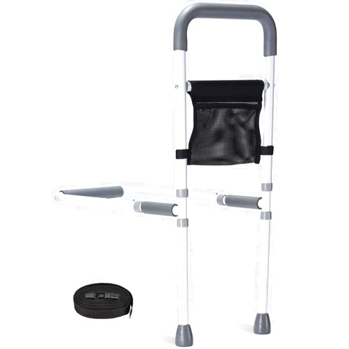 WeHwupe Bed Rails for Elderly Adults Height Adjustable Bed Assist Rail for Seniors Safety Bed Handle with Leg Bedside Fall Prevent Grab Bar with Storage Pocket Fits King Queen Full Twin Bed