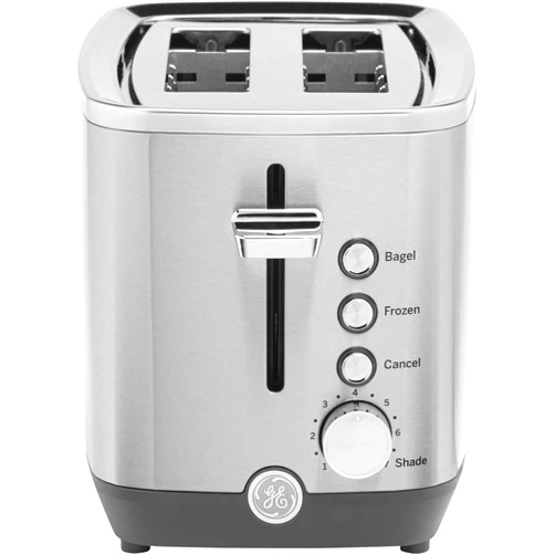 GE 2 Slice Stainless Steel Toaster, Extra Wide Slots for Toasting Bagels, Breads, Waffles & More, 7 Adjustable Shade Settings, Removable Crumb Tray, Countertop Kitchen Essentials, 850 Watts