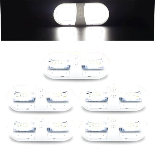 Ledviillage LedVillage 5 Pcs 11 Inch Double Dome Ceiling Light DC 12V Neutral White 48 Diodes Indoor Use 2835 SMD Chipset for Trailer Boat Cabin Car Pickup with Switch On/Off TR