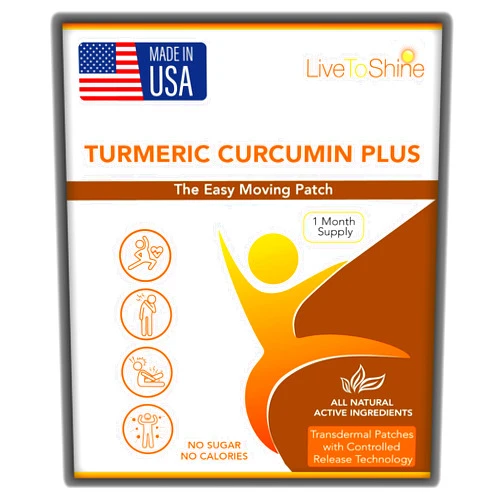 Live To Shine Turmeric Curcumin Topical Patches with Ginger, Boswellia & Holy Basil – Easy Plant-Based Alternative to Pills – 30-Day Supply – Vegan, Clean, USA Made