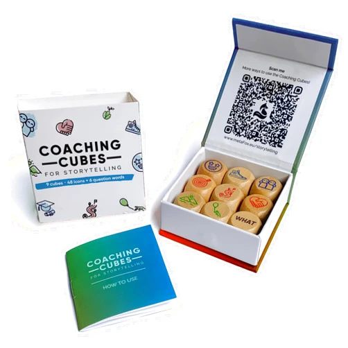 metaFox Coaching Cubes for Storytelling - Engage, Learn and Grow - Mindfulness Dice use as therapy materials, school counselor supplies, learning resources cubes and indoor games for adults