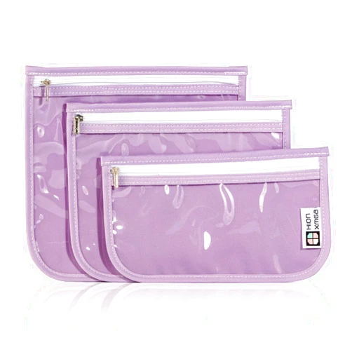 HIONXMGA TSA Approved Toiletry Bag,Set of 3 Clear Travel Toiletry Bags Quart Size Zipper Travel Pouch,Waterproof Travel Makeup Cosmetic Bag for Women Men Toiletries Carry on Airport,Purple