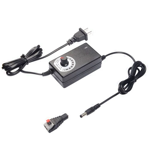 Scpopfer Ajustable Power Supply 100-240V AC to DC 3-12V 2A 24W Low Voltage Speed Control Transformer Dimmer Converter for Dimmable LED Strip CCTV Security Camera