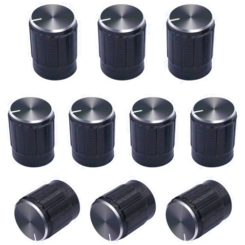 Taiss 10pcs Potentiometer knob,Rotary Knob,Black Metal 6 mm Knurled Shaft Insert Dia.Rotary Encoder knob Switch knobs,Volume Control Knob 15mm Dia. x 16mm Height