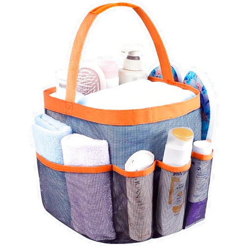 DOLRRCM Mesh Shower Caddy Portable for College Dorm Room Essentials, 8-Pocket Large Capacity Shower Tote Toiletry Bag Basket, Quick Dry Hanging Shower Organizer for Bathroom, Gym, Camp, Travel, Cruise, Beach