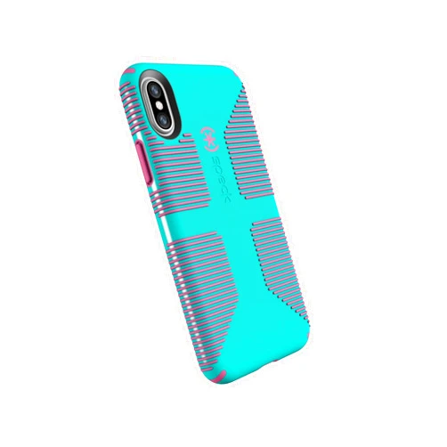 Speck Products CandyShell Grip Cell Phone Case for iPhone XS/iPhone X - Caribbean Blue/Bubblegum Pink