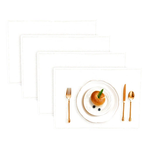 MRS WOODS EVENTS Cloth Woven Placemats Set of 4, 13 x 19 Inch 100% Cotton Fabric Placemats Boho Linen Placemats Heat Resistant Placemats Washable Farmhouse Placemats for Indoors Outdoors Dining Table