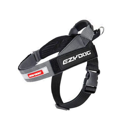 EzyDog Express Dog Harness - Adjustable Dog Harness for Large, Medium, and Small Dogs with Padded Ergonomic Anti-Chafing Design, Grip Handle, & Easy Side Buckle (Gray, L)