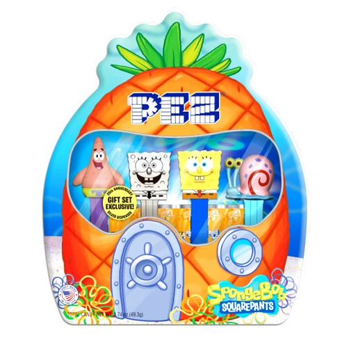 PEZ Spongebob Gift Set, Four Dispensers and Six Candy Refills in Collectible Tin