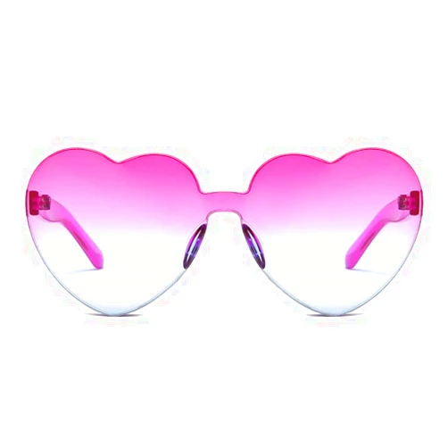 Dadanfly 8 Pairs Rimless Heart Shaped Sunglasses Love Glasses Fashion Clear Candy Color Eyewear for Woman and Man