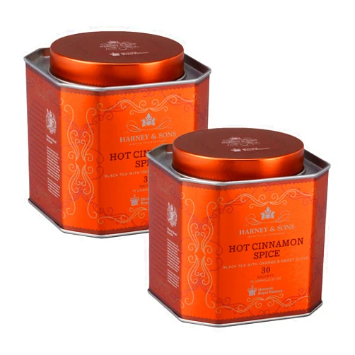 Harney & Sons Hot Cinnamon Spice Tea - 30 Tea Sachets (Pack of 2) - Black Tea with Oranges & Sweet Cloves