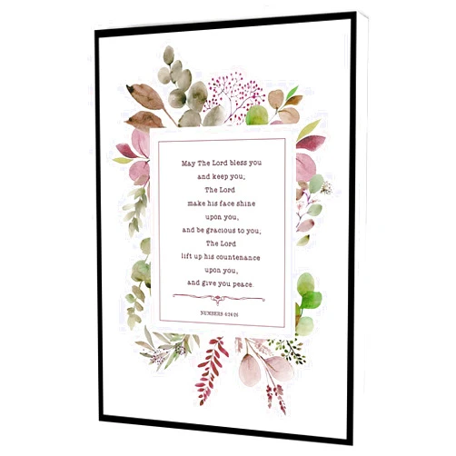 KEJPU Numbers 6 24 Canvas Wall Art,May The Lord Bless And Keep You Poster,Flower Plant Bible Verse Art Modern Artwork Painting For Living Room Office Home Decoration 12''x16'' Framed