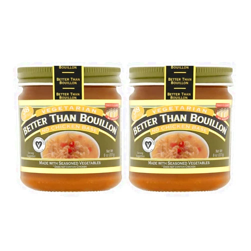 Better Than Bouillon Vegetarian No Chicken Base, Made with Seasoned Vegetables, Certified Vegan, Makes 9.5 Quarts of Broth, 38 Servings, 8 OZ Jar (Pack of 2)
