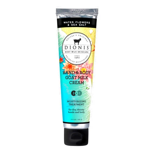 Dionis Goat Milk Skincare 3.3oz Water Flowers & Sea Salt Hand & Body Cream - Travel Size Hand Lotion For Hydrating & Moisturizing Dry Skin - Cruelty Free Cream Made In The USA - Paraben Free Formula