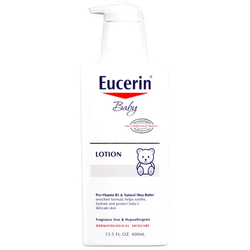 Eucerin Baby Body Lotion - Hypoallergenic & Fragrance Free, Safe for Everyday Use on Sensitive Skin - White 13.5 fl. oz. Pump Bottle