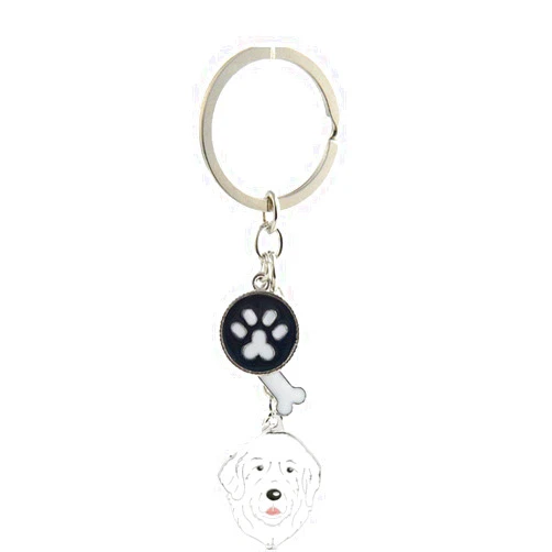 MeiAOBest Dog Keychain, Puppy Keyring Keyfob Metal Pet ID Tags for Clothing Bag Adornment Accessory (14-Great Pyrenes)