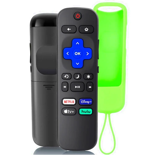 Dorwrnln Universal Remote for Roku TV, Replacement Remote with Remote Case, Compatible with TCL Hisense Sharp Philips JVC RCA Sanyo LG Haier Roku TVs, Not for Roku Stick & Box, Black