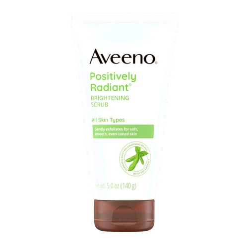 Aveeno Positively Radiant Skin Brightening Exfoliating Daily Facial Scrub, Gentle with Moisture-Rich Soy Extract, Helps Improve Skin Tone & Texture, Oil- & Soap-Free, Hypoallergenic, 5 oz