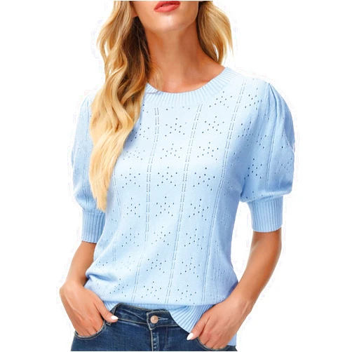 GRACE KARIN Womens Lightweight Thin Summer Pullover Sweater Cute Puff Short Sleeve Tops Pullover Shirt Knit Blouse