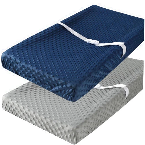 Fadacudan Minky Changing Pad Cover for Baby Boy and Girl 2 Pack Set Ultra Soft Solid Navy and Grey