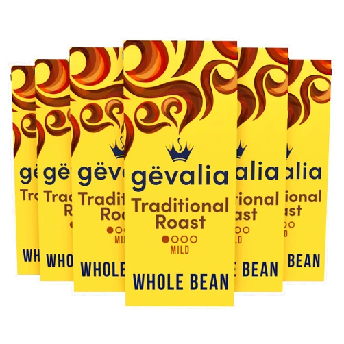 Gevalia Traditional Mild Roast Whole Bean Coffee (6 ct Pack, 12 oz Bags)