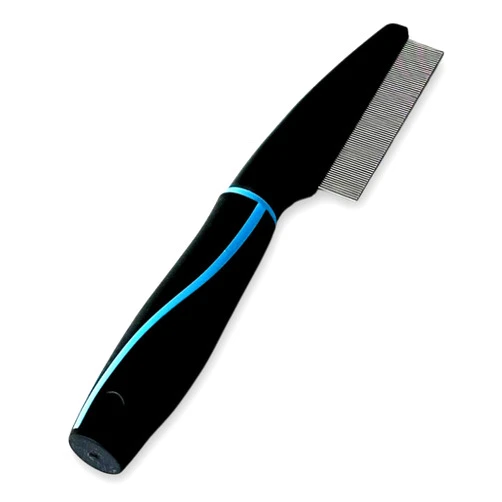 Richpet Professional Flea Comb for Dogs & Cats - Efficient Pet Grooming Tool for Flea, Lice Removal - Stainless Steel Metal Comb for dogs & Cats with Comfort Grip Handle - Ideal for Long & Short Hair