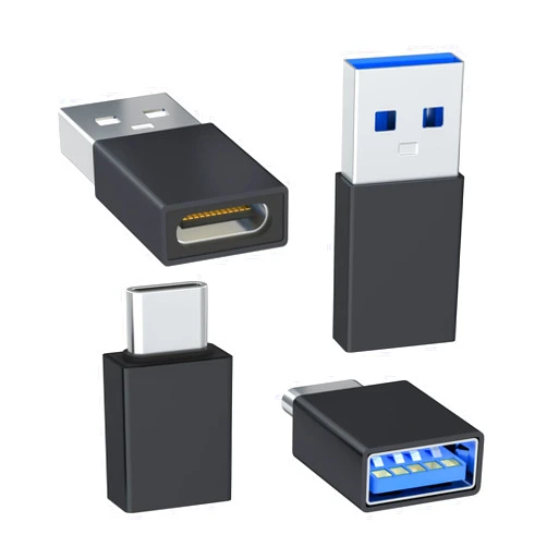 Welldiea USB to USB C Adapter 4-Pack, [2 Type C Female to A Male Charger Converters] & [2 USB C Male to USB Female], for Apple Watch Ultra 8 9, iPhone 15 Pro Max 14 13 12, AirPods (Black)